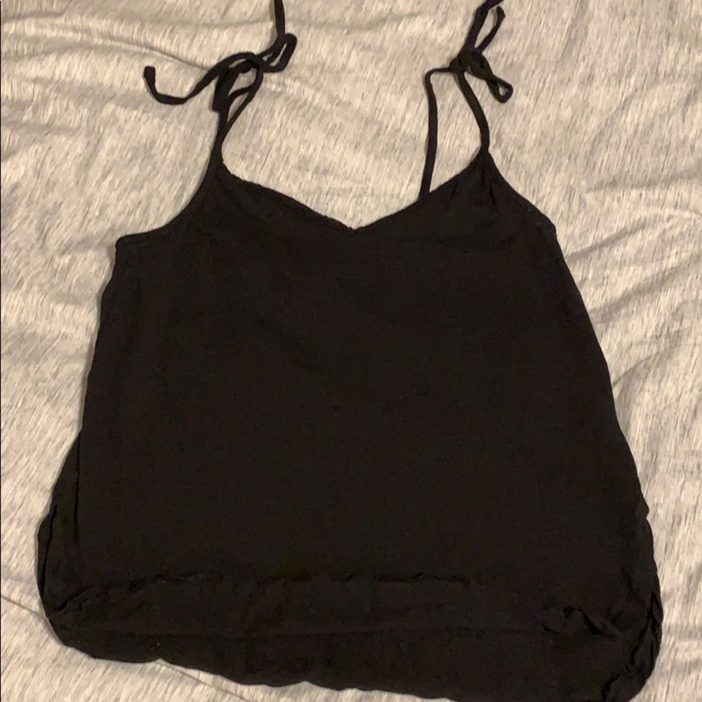 Basic H&M black tank w/ ties on shoulders XS - Picture 3 of 11